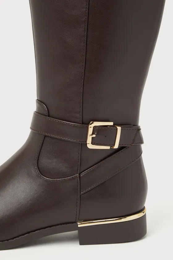 Baruna Dark Brown Buckle Knee-High Boots sold by Lulus product image thumbnail 4