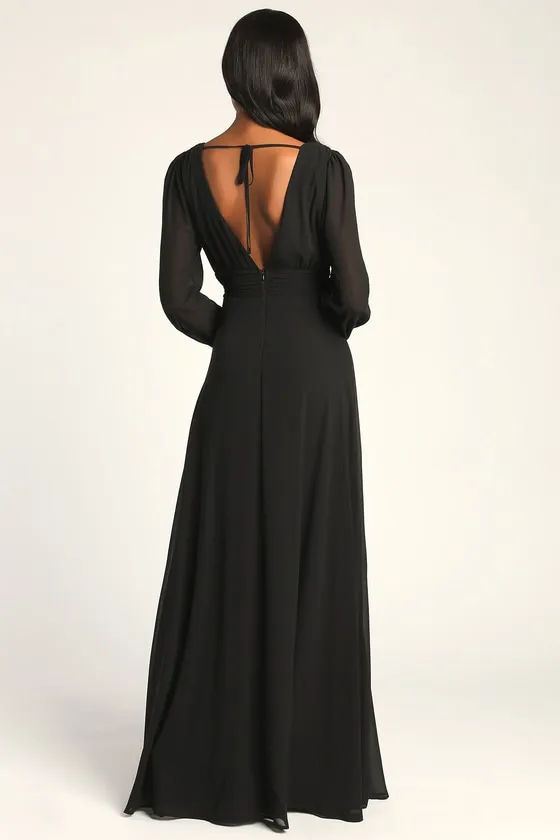 Love You So Black Long Sleeve Maxi Dress sold by Lulus product image thumbnail 2