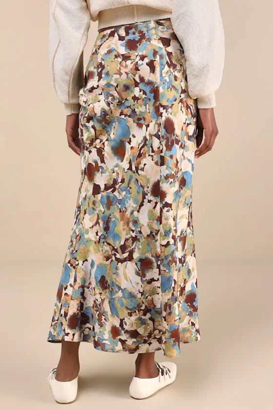 Stylish Option Beige Multi Abstract Floral Midi Skirt sold by Lulus product image thumbnail 3