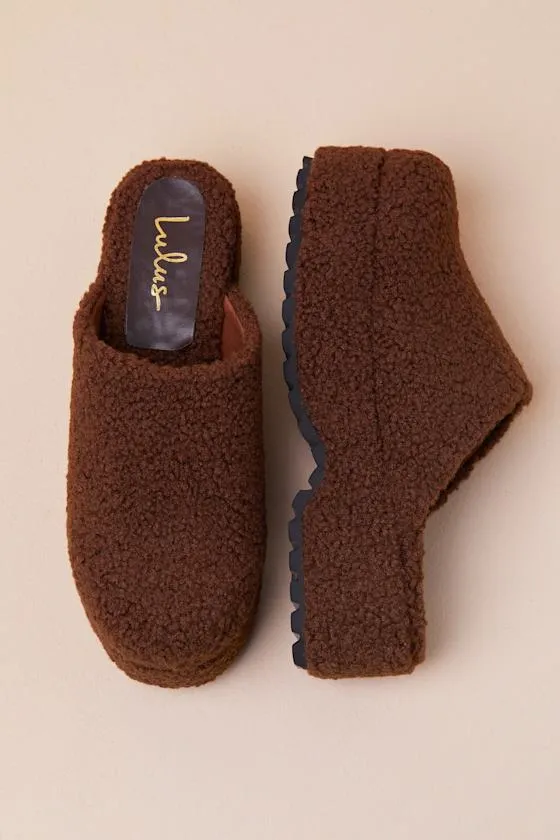 Flannerie Dark Brown Faux Fur Platform Mules sold by Lulus product image thumbnail 4