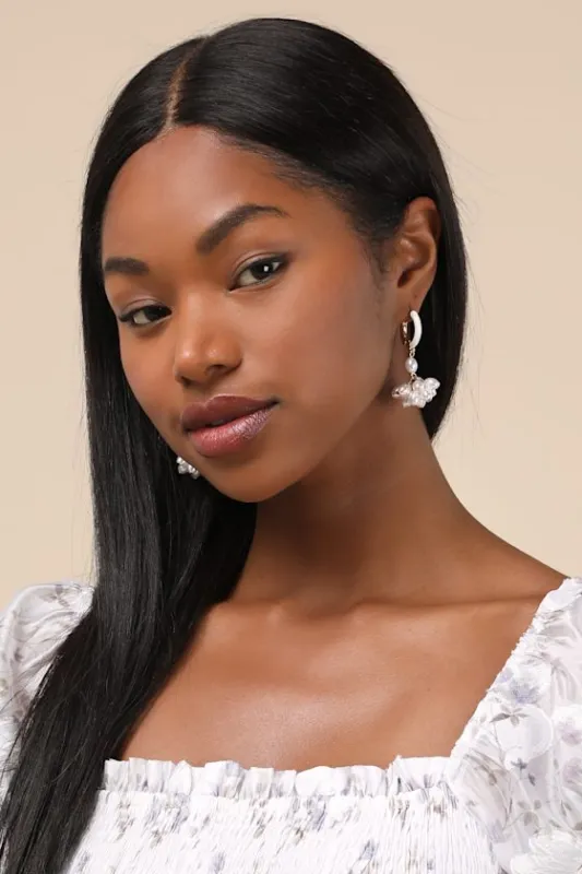 Simple Glow Ivory Pearl Cluster Earrings sold by Lulus