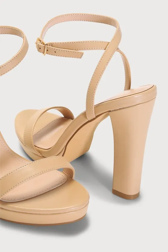 Lylaa Light Nude Platform High Heel Sandals sold by Lulus product image thumbnail 4