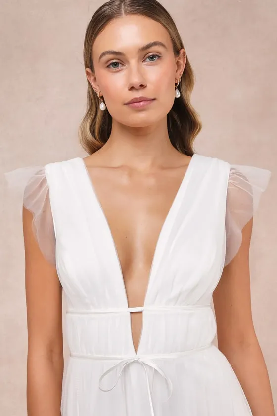 I'm All Yours White Tulle Ruffled Maxi Dress sold by Lulus product image thumbnail 3