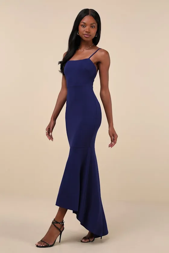 Stunning Enchantment Navy Backless Trumpet Hem Maxi Dress sold by Lulus product image thumbnail 2