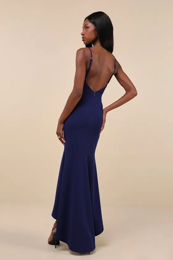 Stunning Enchantment Navy Backless Trumpet Hem Maxi Dress sold by Lulus product image thumbnail 3