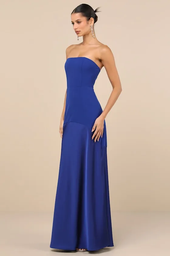 Compelling Style Royal Blue Strapless A-Line Maxi Dress sold by Lulus product image thumbnail 3