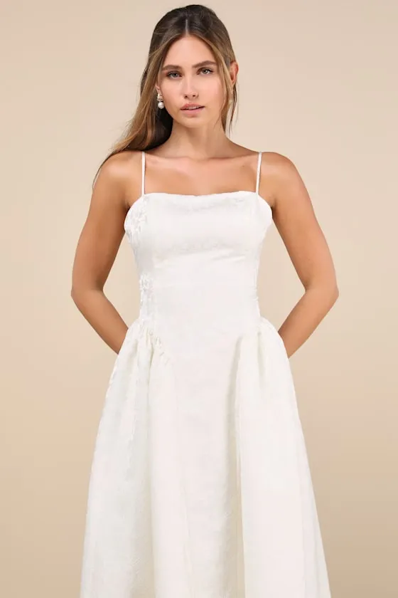 Gorgeous Extravagance White Floral Jacquard Maxi Dress sold by Lulus product image thumbnail 3