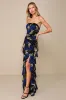 Phenomenal Aura Black Floral Ruched Tiered Strapless Maxi Dress sold by Lulus