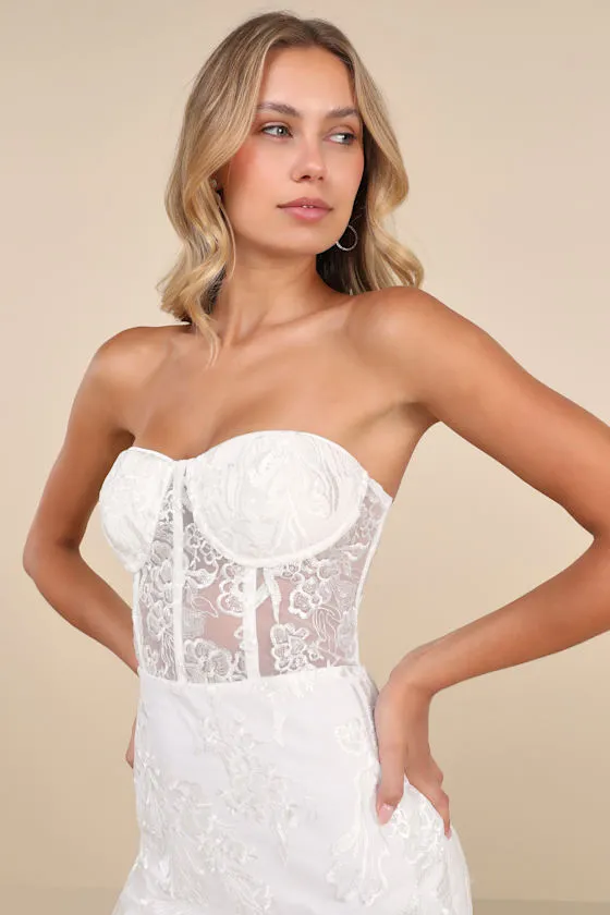 Unreal Date White Sequin Embroidered Strapless Mini Dress sold by Lulus product image thumbnail 4