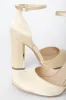 Laura Champagne Satin Ankle Strap Heels sold by Lulus