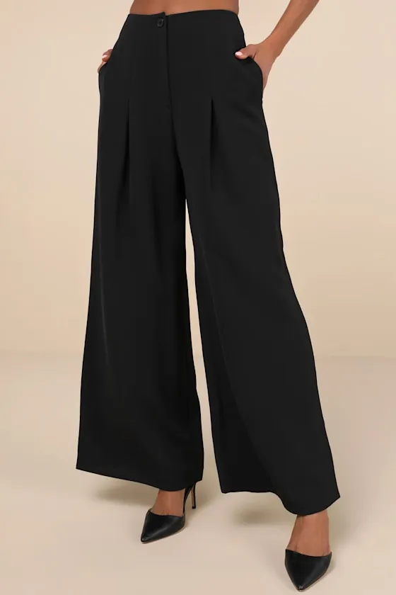 Memorably Stylish Black Wide-Leg Pants sold by Lulus product image thumbnail 2