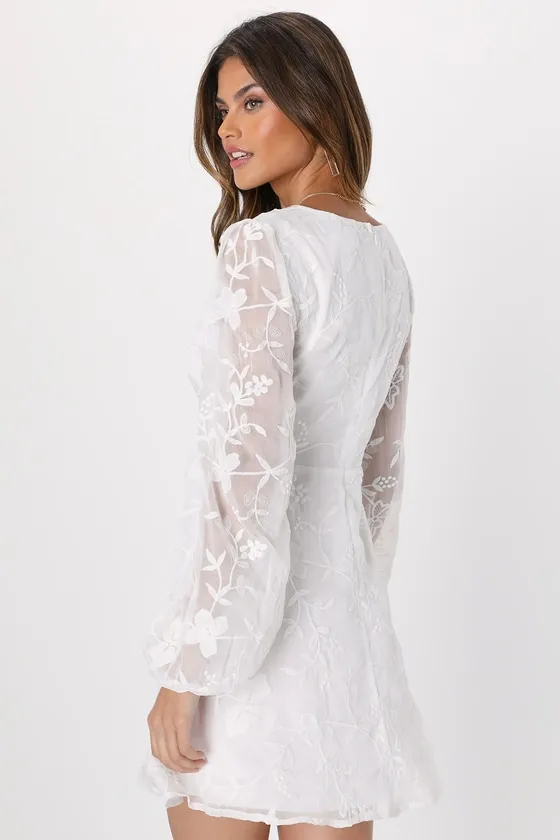 Angelic Bliss White Embroidered Puff Sleeve Mini Dress sold by Lulus product image thumbnail 2