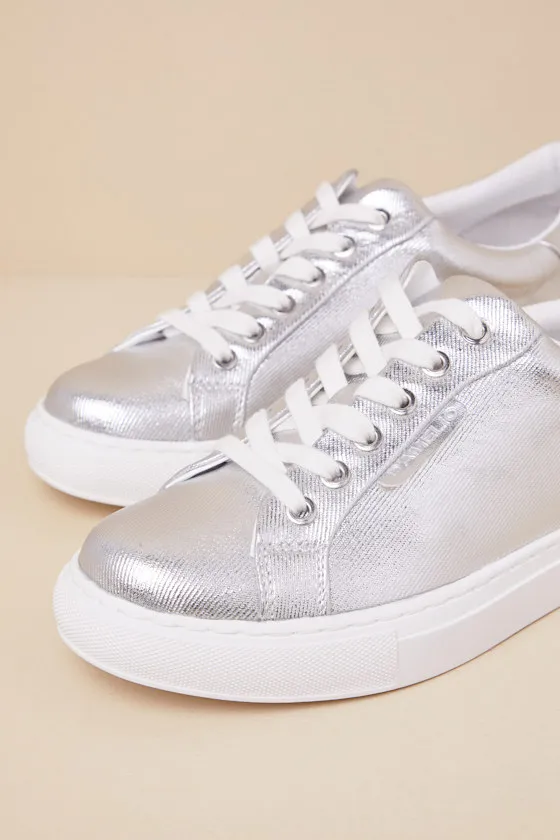 Sono Silver Metallic Coated Twill Lace-Up Sneakers sold by Lulus product image thumbnail 4