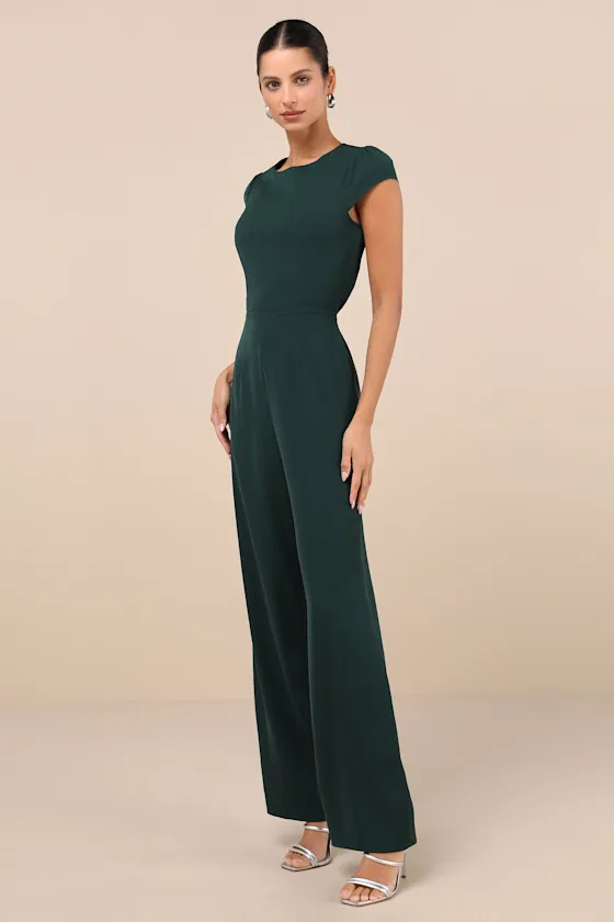 Illustrious Charm Emerald Cap Sleeve Cutout Jumpsuit sold by Lulus product image thumbnail 2