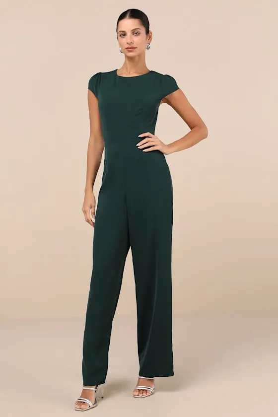 Illustrious Charm Emerald Cap Sleeve Cutout Jumpsuit sold by Lulus product image thumbnail 3