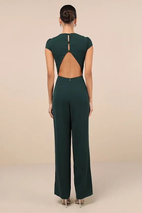Illustrious Charm Emerald Cap Sleeve Cutout Jumpsuit sold by Lulus product image thumbnail 4