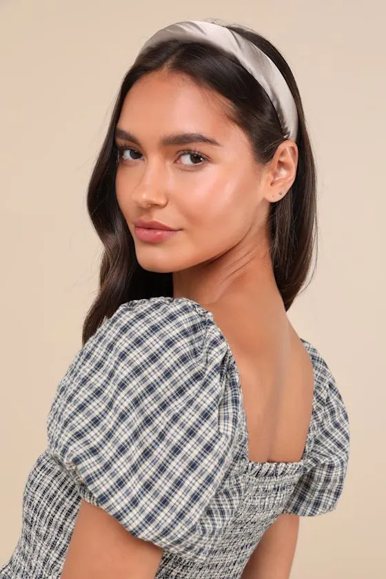 Charming Sense Cream and Navy Gingham Smocked Peplum Top sold by Lulus product image thumbnail 4