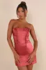 Enticing Aesthetic Rusty Rose Satin Lace-Up Strapless Mini Dress sold by Lulus