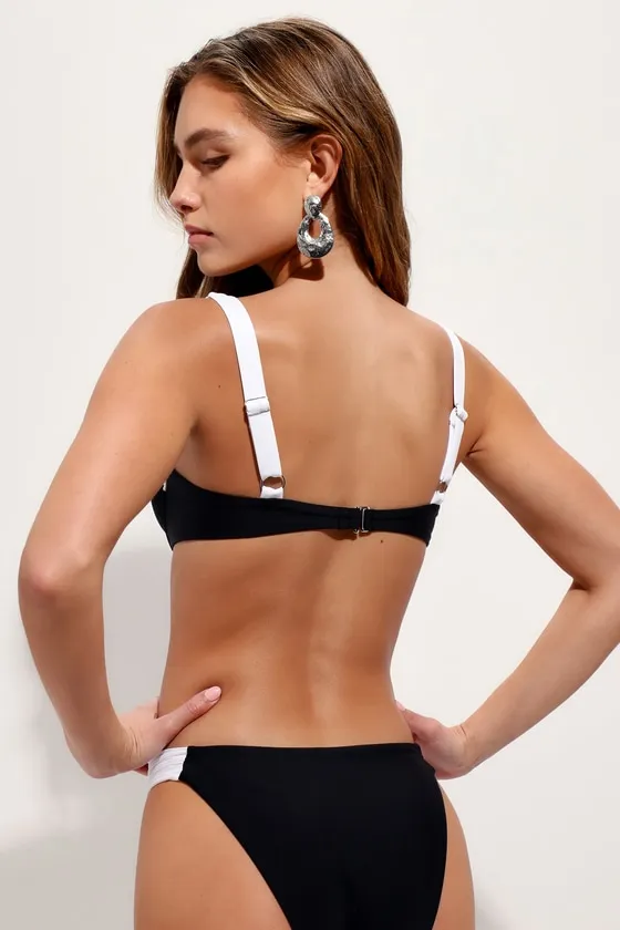 Oceanfront Energy Black Color Block Underwire Bikini Top sold by Lulus product image thumbnail 3