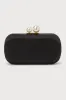 Poised Feelings Black Satin Pearl Box Clutch sold by Lulus