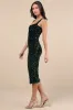Renown Sparkle Dark Green Velvet Sequin Midi Dress sold by Lulus