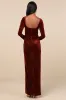 Forever Sensational Rust Brown Velvet Long Sleeve Maxi Dress sold by Lulus