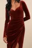 Forever Sensational Rust Brown Velvet Long Sleeve Maxi Dress sold by Lulus
