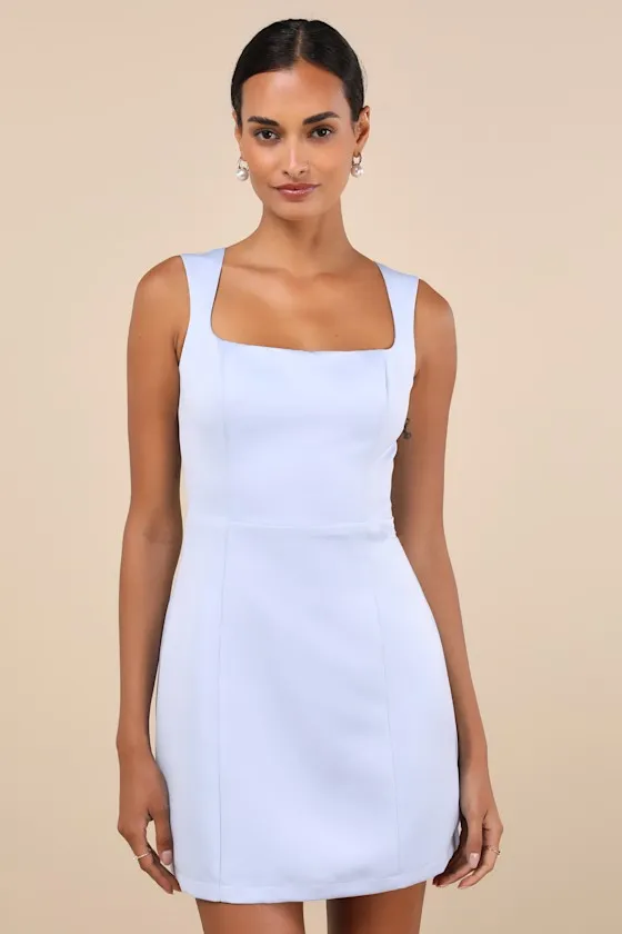 Illustrious Perfection Light Blue Satin Backless Mini Dress sold by Lulus