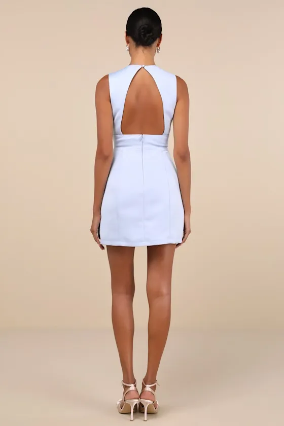 Illustrious Perfection Light Blue Satin Backless Mini Dress sold by Lulus product image thumbnail 2