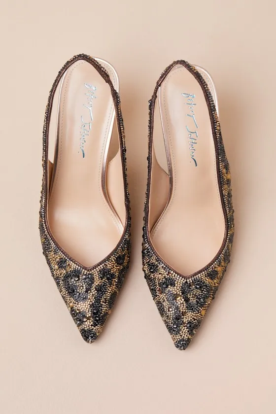 SB-Clark Leopard Rhinestone Pointed-Toe Slingback Pumps sold by Lulus product image thumbnail 3