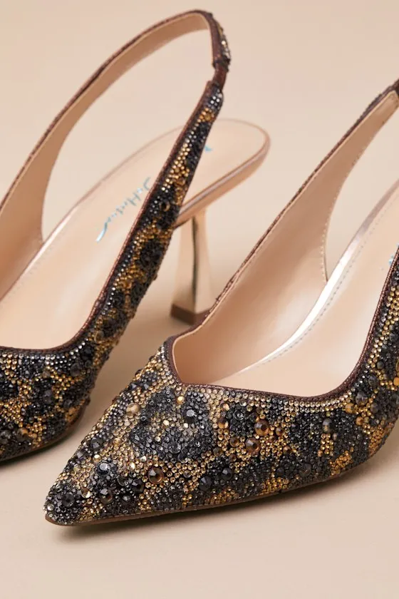 SB-Clark Leopard Rhinestone Pointed-Toe Slingback Pumps sold by Lulus product image thumbnail 4