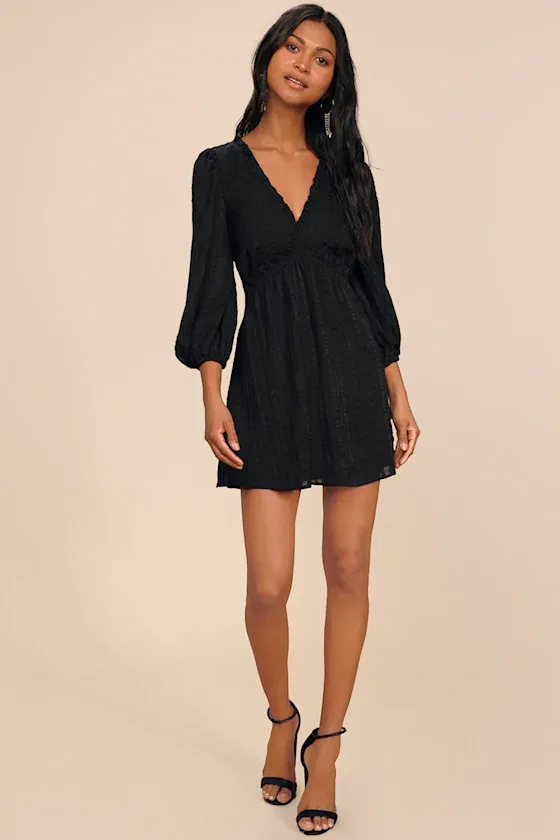 Forever In My Heart Black Striped Balloon Sleeve Mini Dress sold by Lulus product image thumbnail 2