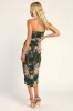Effortless Charm Hunter Green Floral Strapless Tulip Midi Dress sold by Lulus