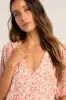 Flirty Florals Pink Floral Print Crinkle Surplice Crop Top sold by Lulus