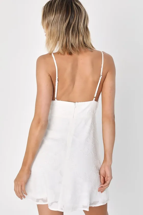 Mindful Muse White Floral Burnout Skater Mini Dress sold by Lulus product image thumbnail 4