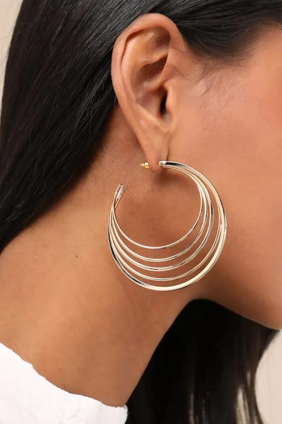 Veena Gold Layered Hoop Earrings sold by Lulus product image thumbnail 2