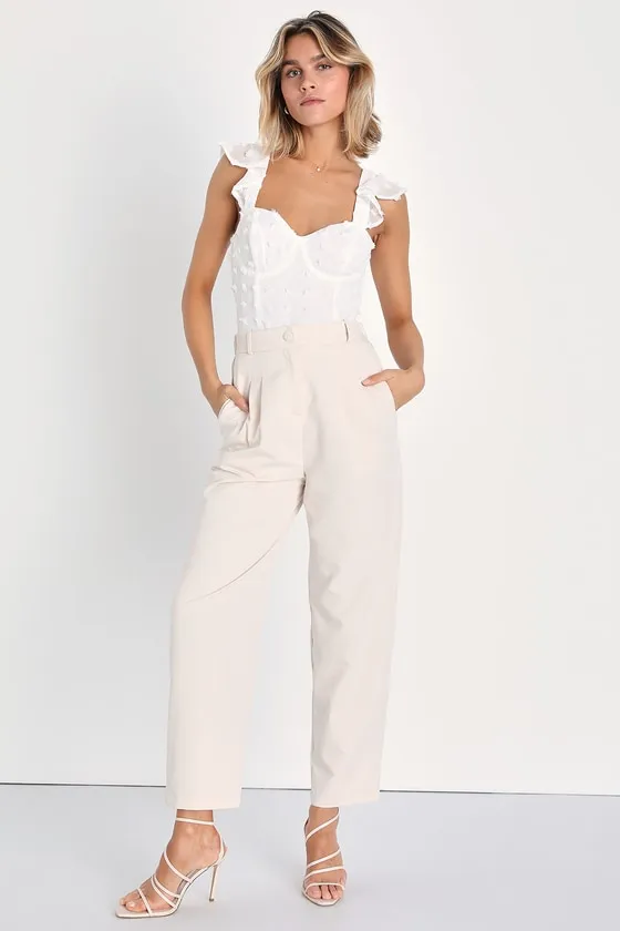 Iconic Cutie Ivory Swiss Dot Ruffled Sleeveless Bodysuit sold by Lulus product image thumbnail 2