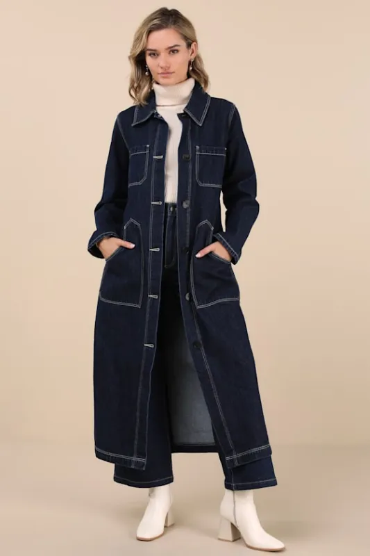 Bijou Dark Wash Trench Coat made by Rollas