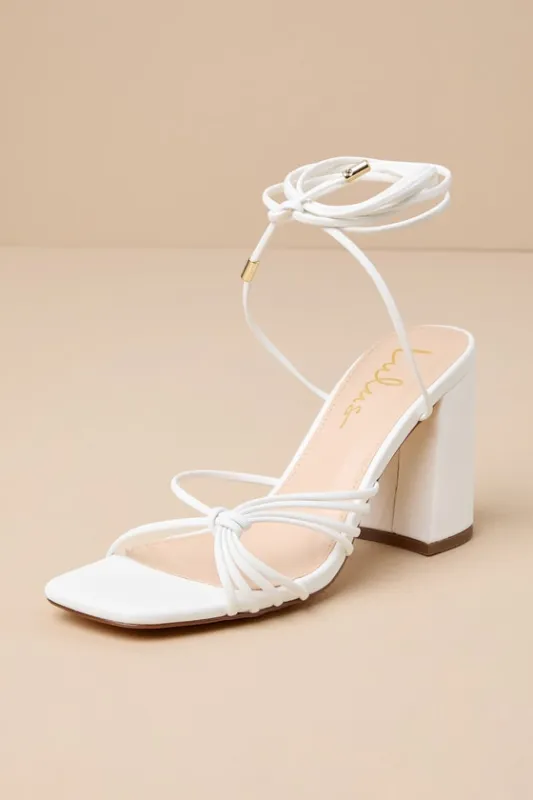Nouvel White Strappy Lace-Up High Heel Sandals sold by Lulus