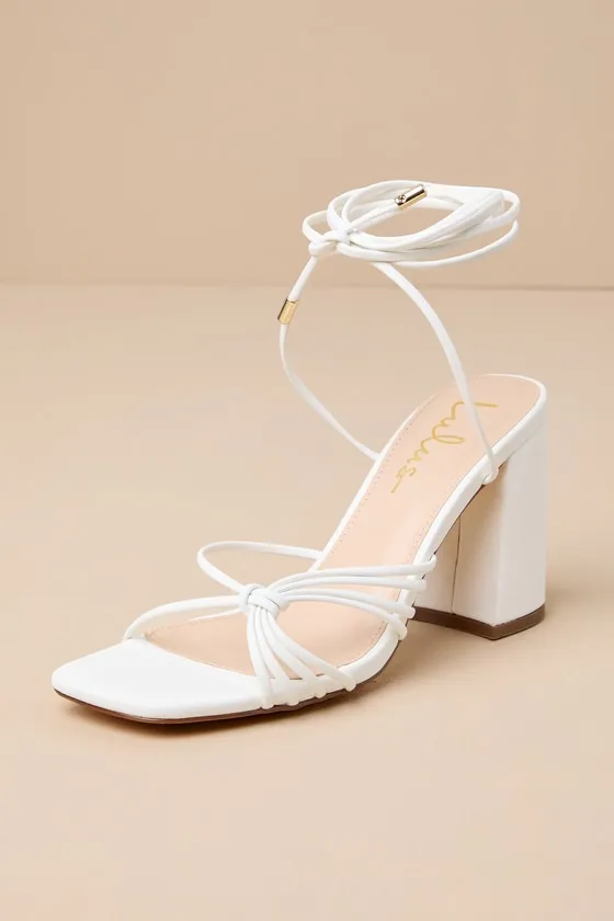 Nouvel White Strappy Lace-Up High Heel Sandals sold by Lulus