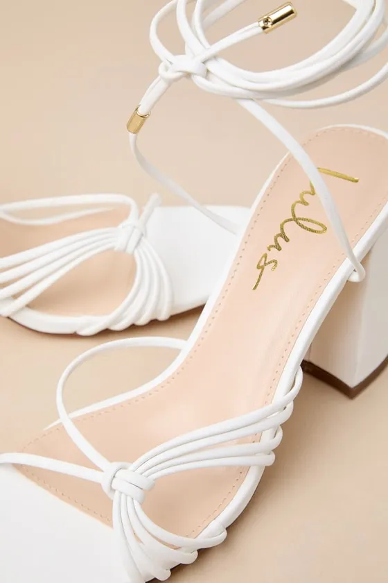 Nouvel White Strappy Lace-Up High Heel Sandals sold by Lulus product image thumbnail 4