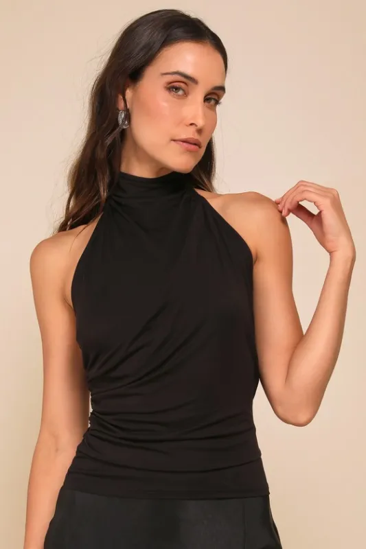 Cute Inspiration Black Sleeveless Halter Top sold by Lulus