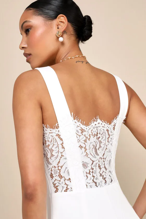 Sweet Eloquence White Lace Back Sleeveless Wide-Leg Jumpsuit sold by Lulus product image thumbnail 3