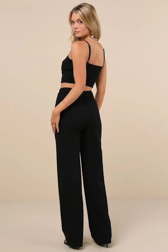 Impressive Aesthetic Black Wide-Leg Two-Piece Jumpsuit sold by Lulus product image thumbnail 4