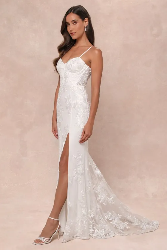 Ethereal Elegance White Embroidered Lace-Up Maxi Dress sold by Lulus product image thumbnail 3