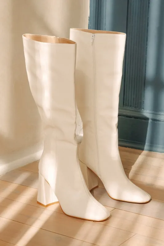 Magnolia White Square Toe Knee-High Boots made by Lulus