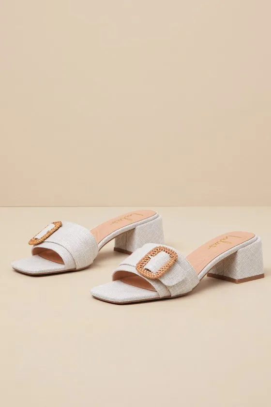 Calendre Beige Woven Buckle Low Heel Slide Sandals sold by Lulus product image thumbnail 2