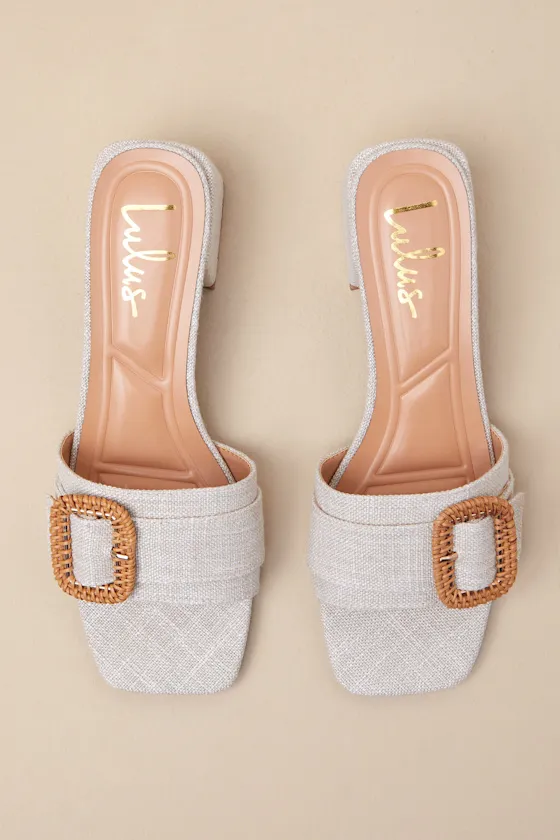 Calendre Beige Woven Buckle Low Heel Slide Sandals sold by Lulus product image thumbnail 3