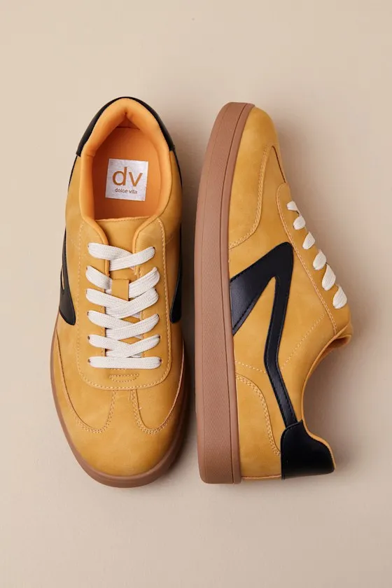 Voyage Mustard Color Block Suede Lace-Up Sneakers sold by Lulus product image thumbnail 2