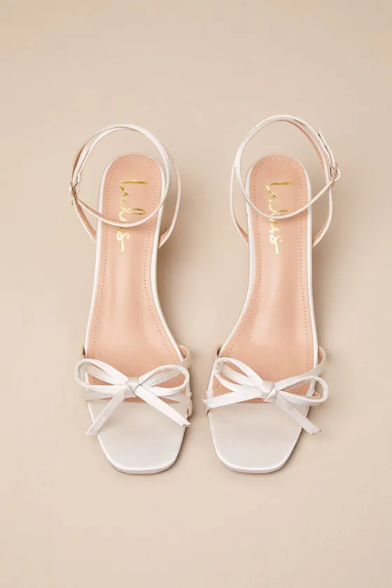 Rezzy Champagne Satin Bow Ankle Strap High Heel Sandals sold by Lulus product image thumbnail 4